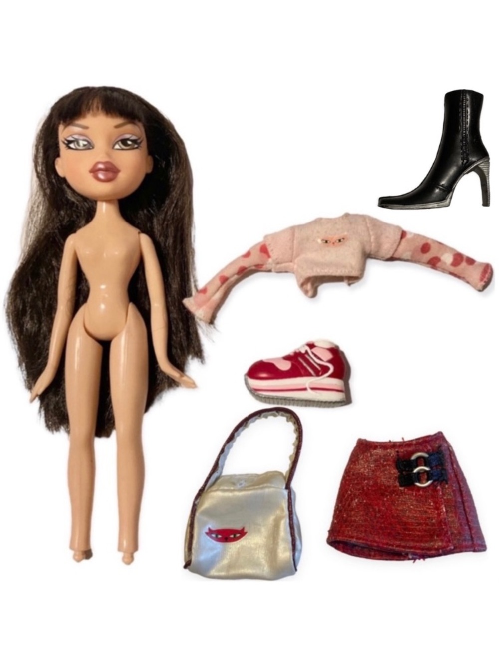 Cool Bratz Jade Doll 2001 1st Edition Pink Cat Top ONE Shoe Red MGA Vintage Y2K